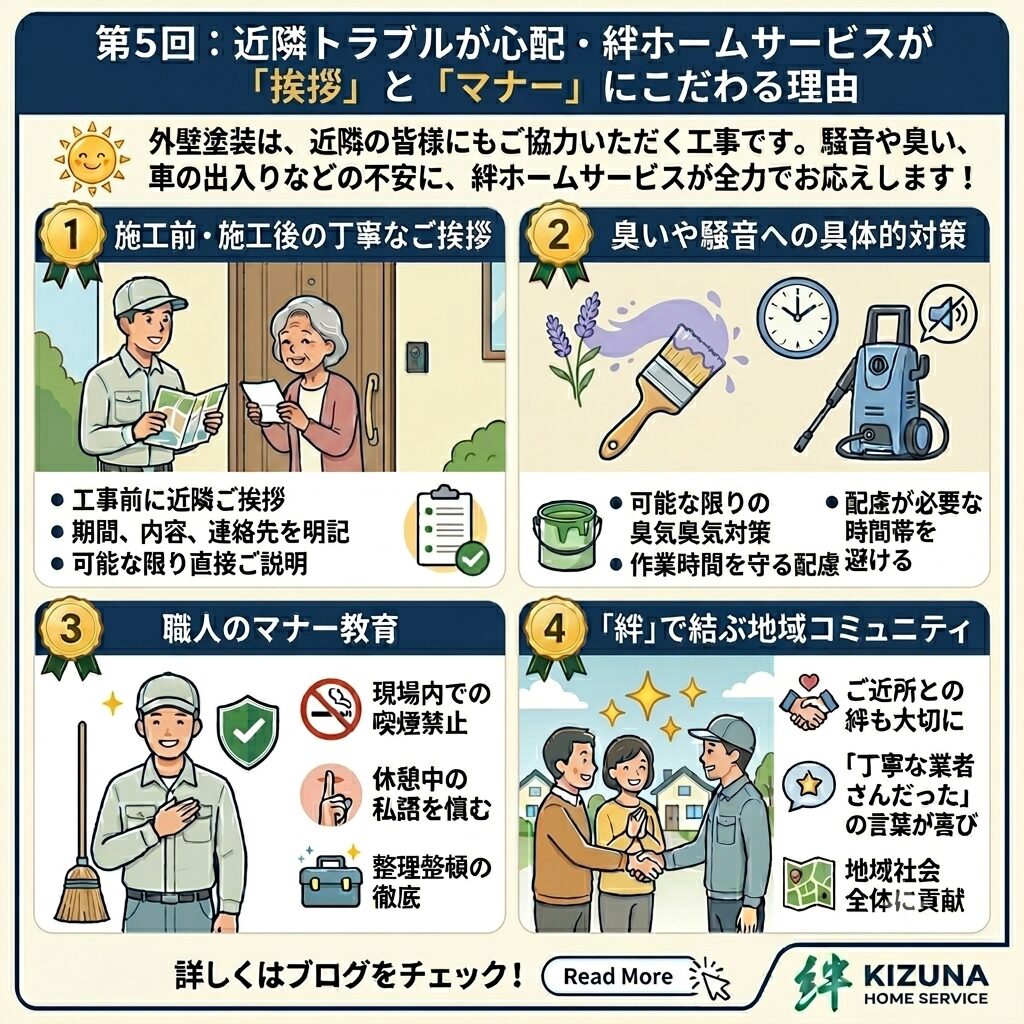 第5回：近隣トラブルが心配…絆ホームサービスが「挨拶」と「マナー」にこだわる理由【塗装本舗絆ホームサービス】