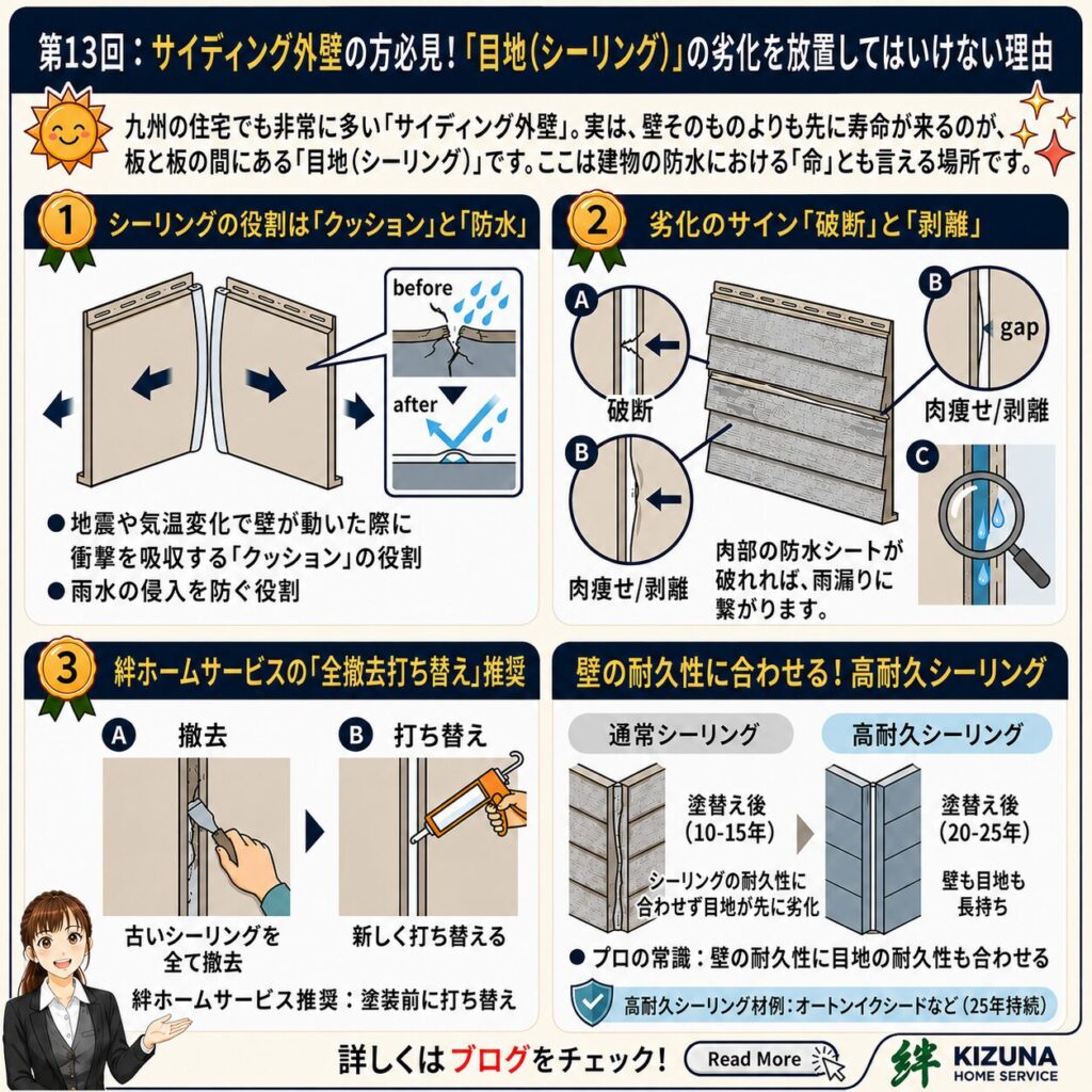 第13回：サイディング外壁の見えない弱点！目地（シーリング）の劣化を放置してはいけない理由‐ 塗装本舗 絆ホームサービス